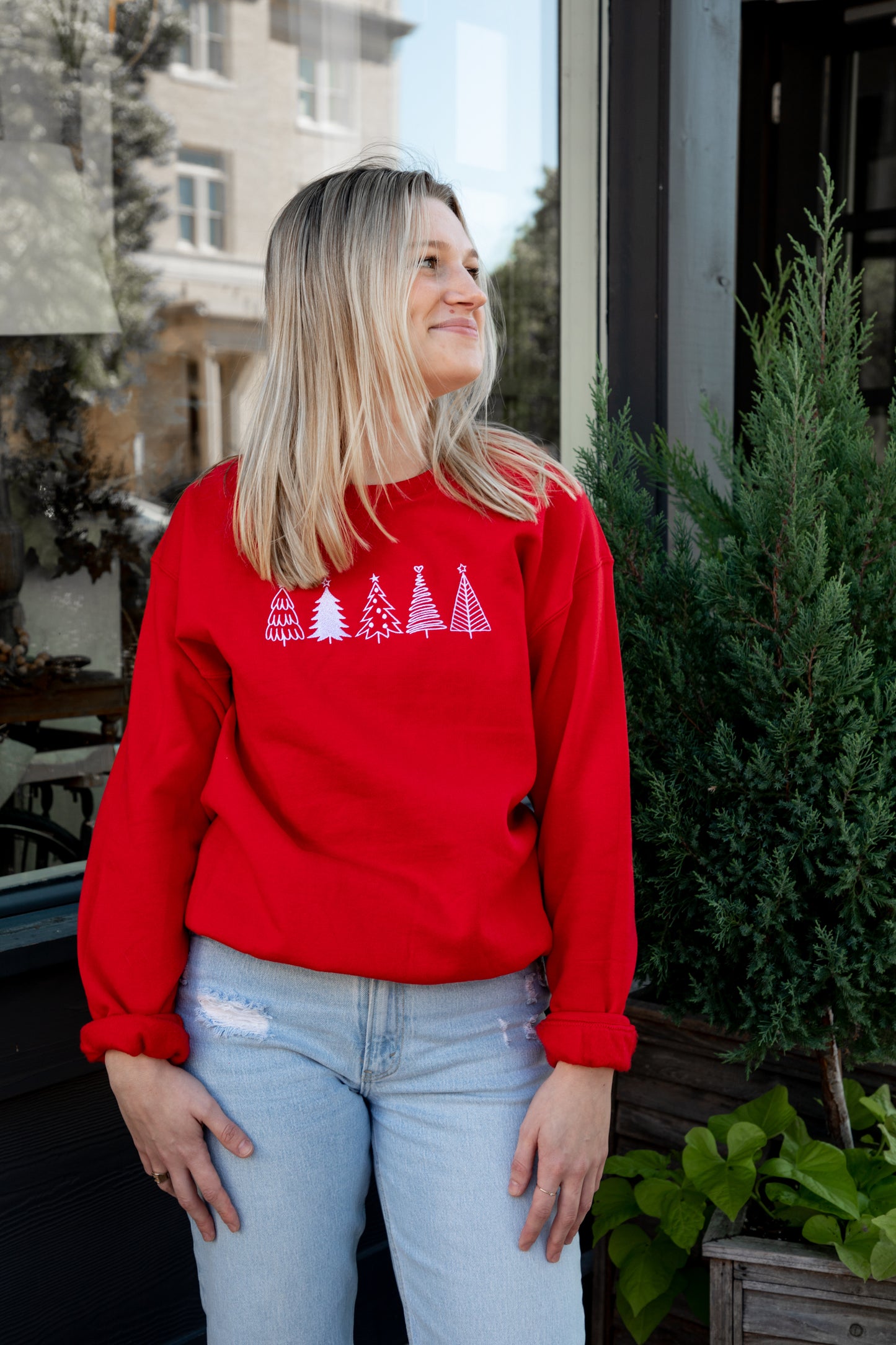 embroidered christmas sweatshirt