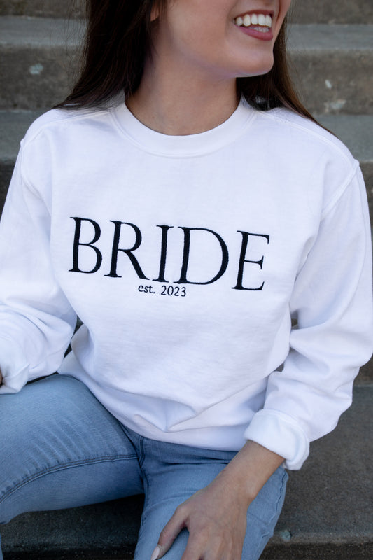 embroidered bride gift sweatshirt