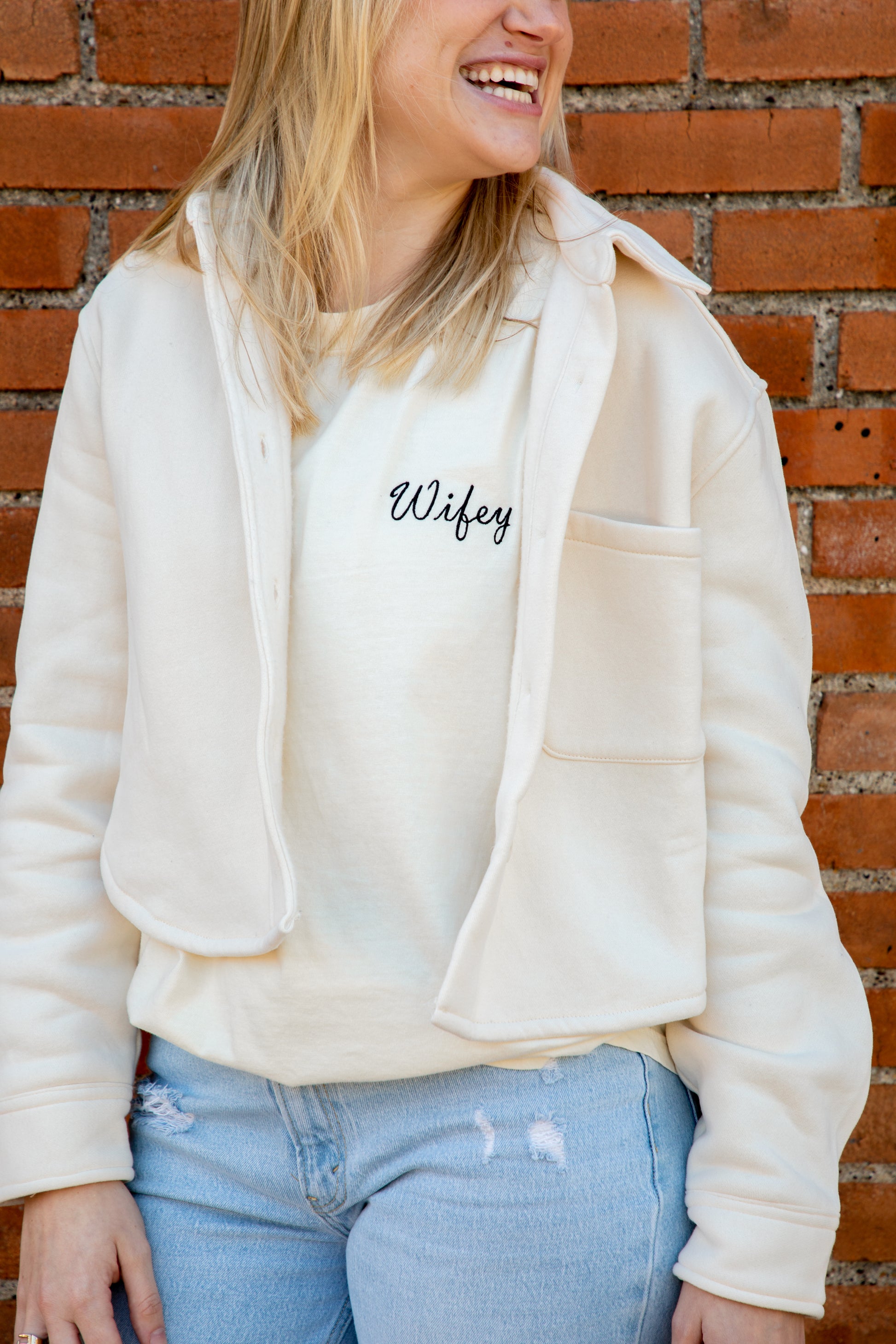 embroidered cursive wifey tshirt